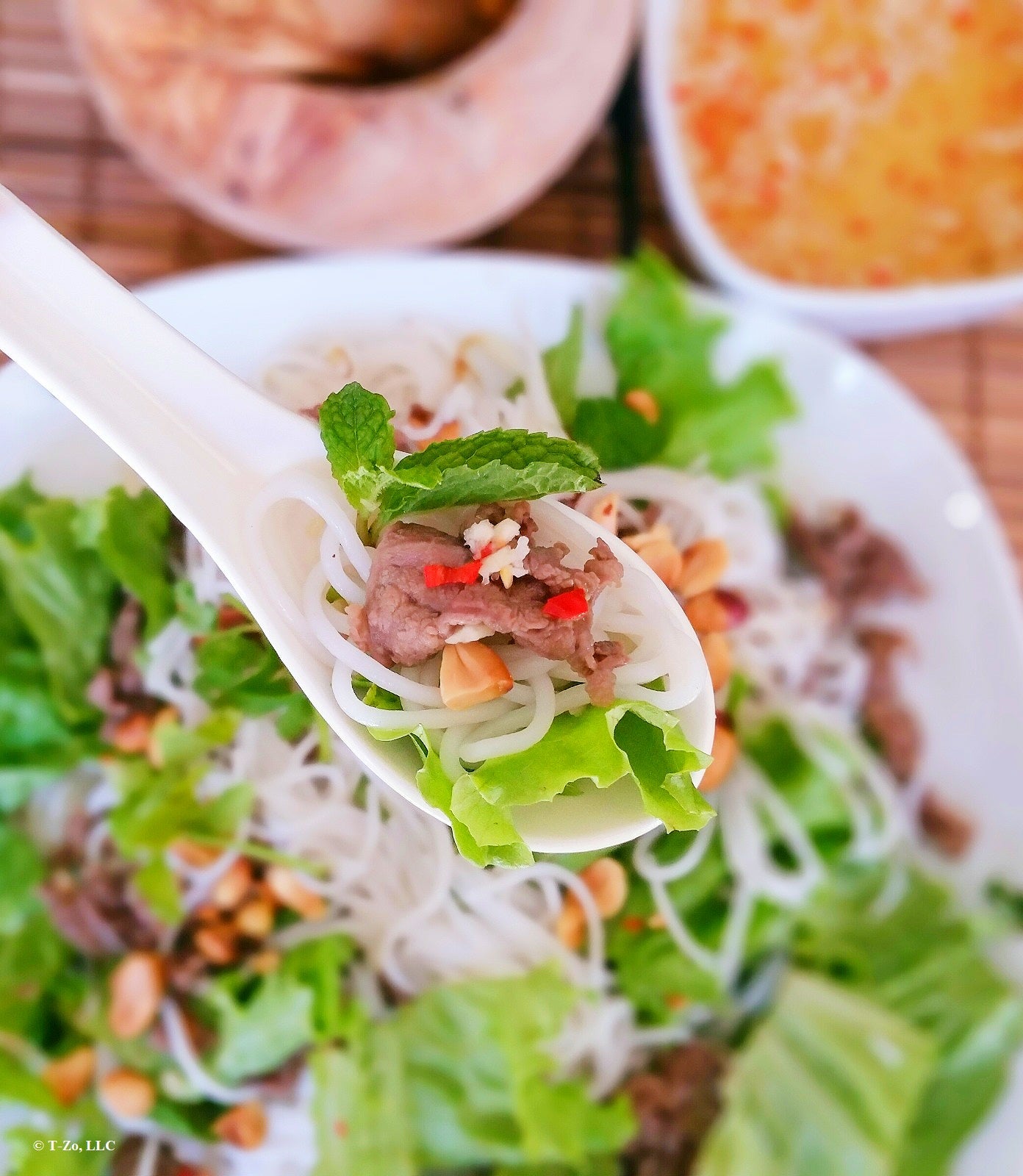 Fresh and delicious T-ZO Stirred-fried beef vermicelli - a Northern Vietnamese style of beef noodles salad
