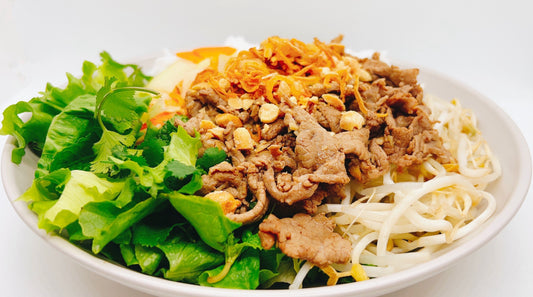 T-ZO stirred-fried beef noodles salad. A Vietnamese cusine dish that contains frying taste but not greasy. A flavorful and healthy meal.